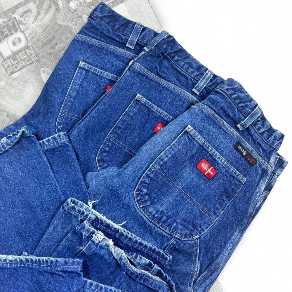 3pc Dickies FR Flame Resistant Carpenter Work Pants Blue 36x37 Baggy Utility